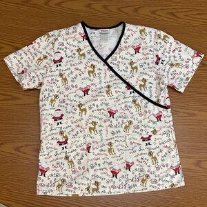 Fun and Festive Rudolph Scrub Top - Women's Small